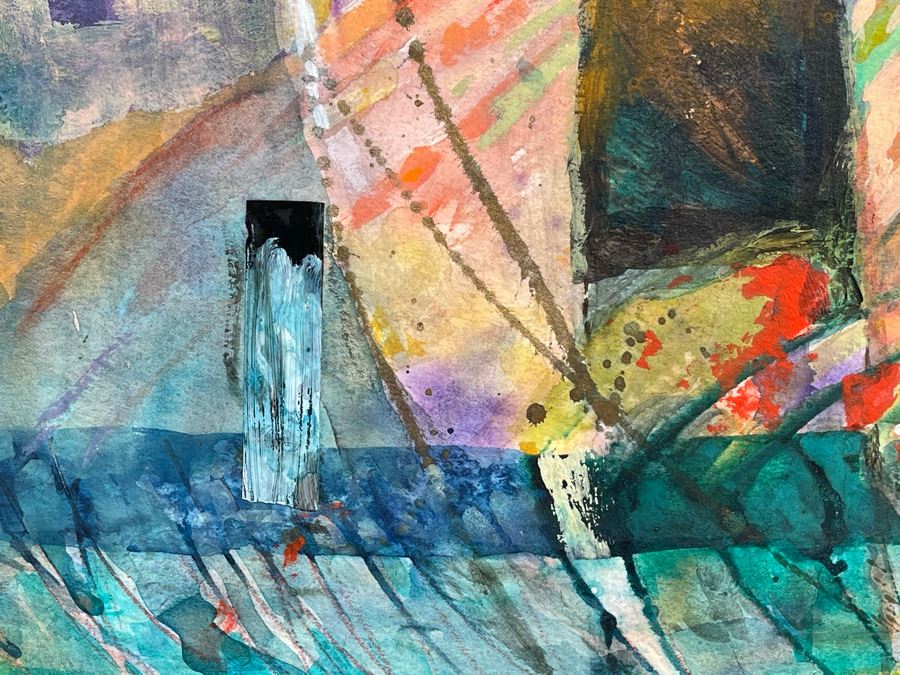 Original Jean Klafs Abstract Expressionist Mixed Media Artwork Painting 30 X 22 [Photo 7]