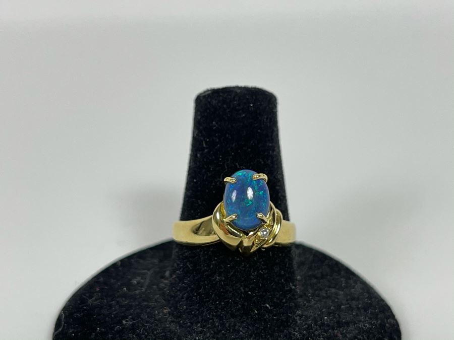 14K Gold Opal Ring Size 7.5 3.4g [Photo 5]
