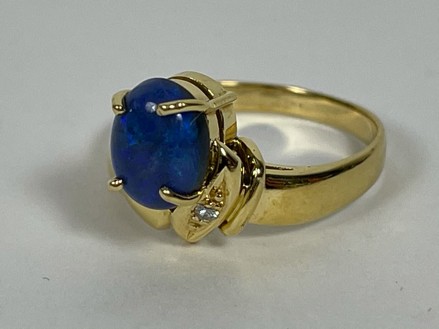 14K Gold Opal Ring Size 7.5 3.4g [Photo 17]