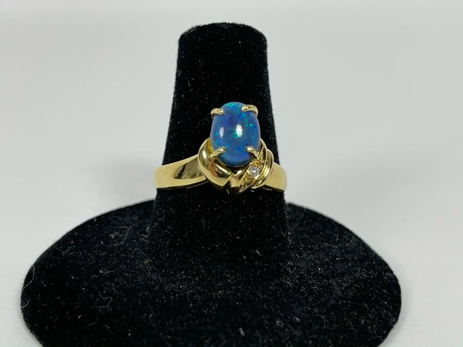 14K Gold Opal Ring Size 7.5 3.4g [Photo 7]