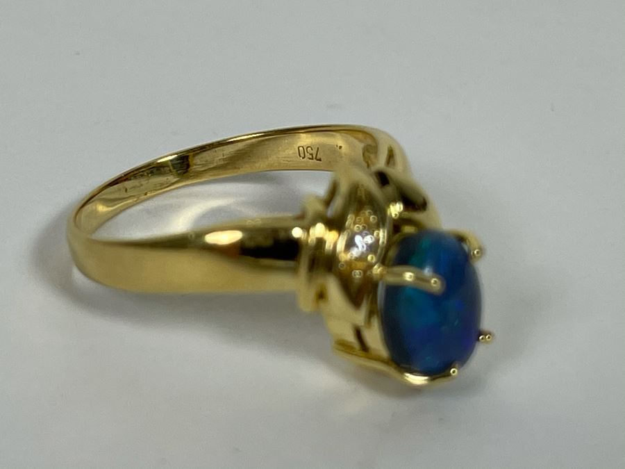 14K Gold Opal Ring Size 7.5 3.4g [Photo 15]