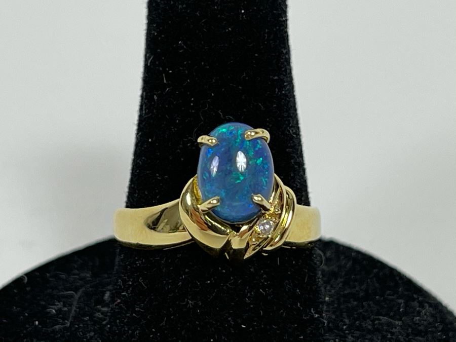 14K Gold Opal Ring Size 7.5 3.4g [Photo 4]