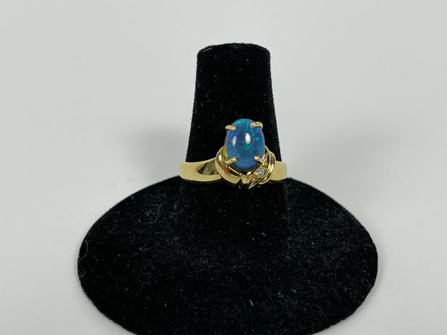 14K Gold Opal Ring Size 7.5 3.4g [Photo 6]