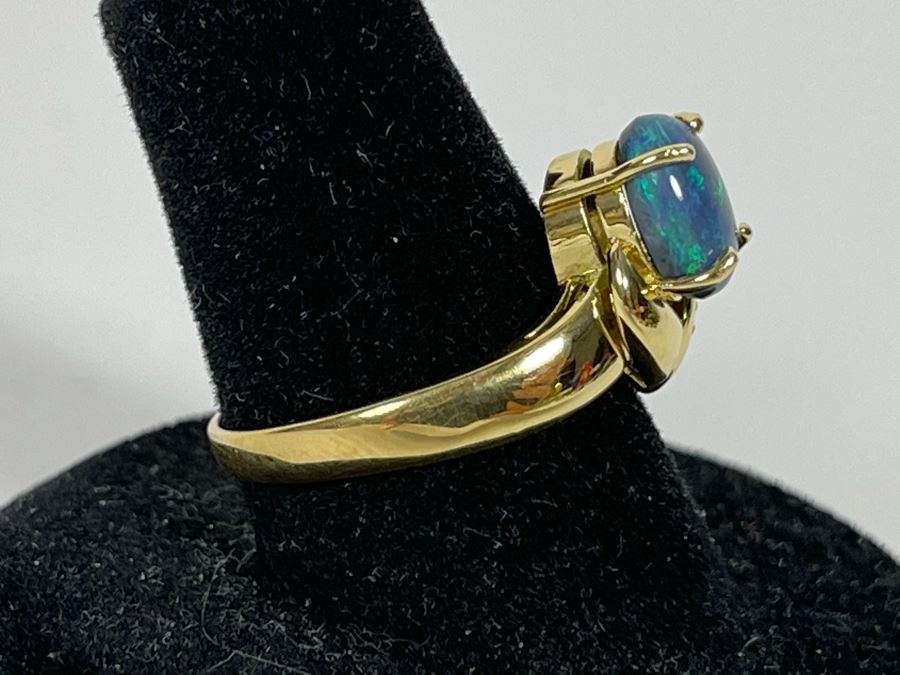 14K Gold Opal Ring Size 7.5 3.4g [Photo 9]