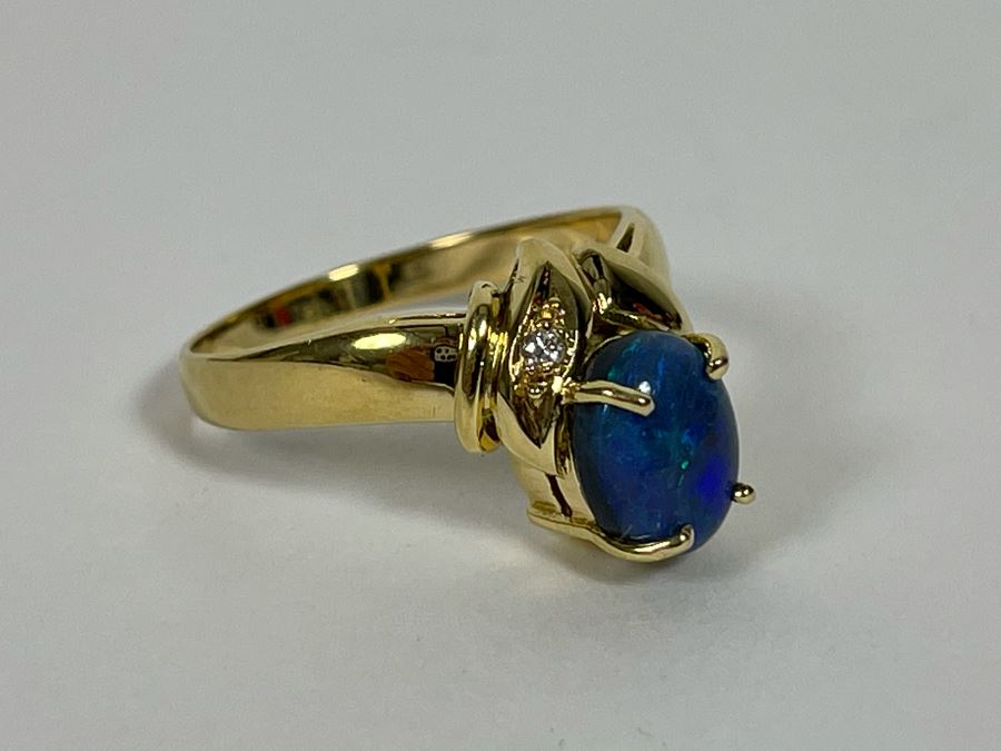 14K Gold Opal Ring Size 7.5 3.4g [Photo 16]