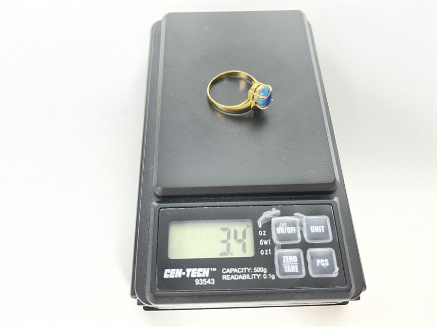 14K Gold Opal Ring Size 7.5 3.4g [Photo 19]