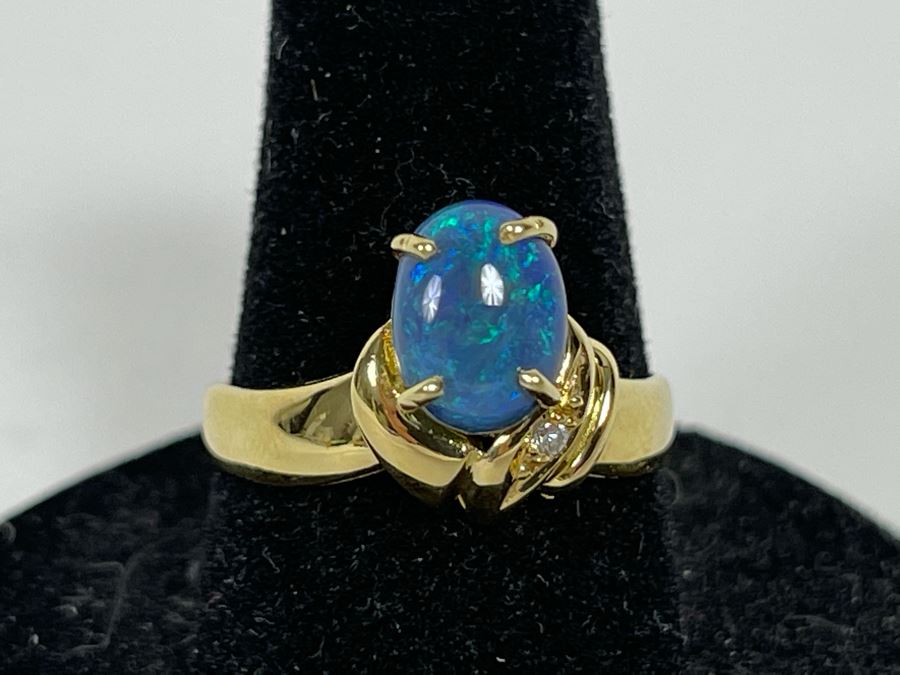 14K Gold Opal Ring Size 7.5 3.4g [Photo 2]