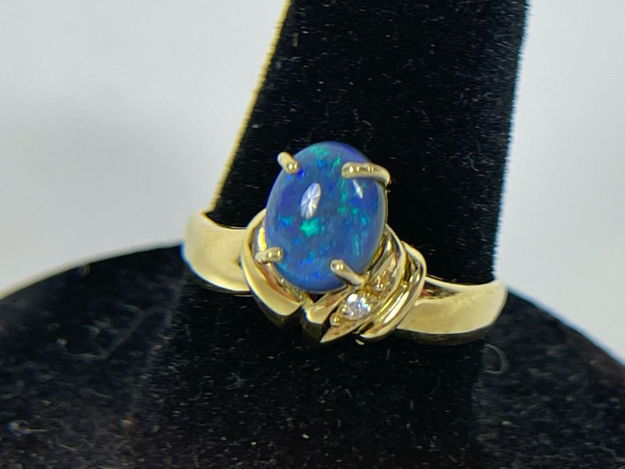 14K Gold Opal Ring Size 7.5 3.4g [Photo 12]