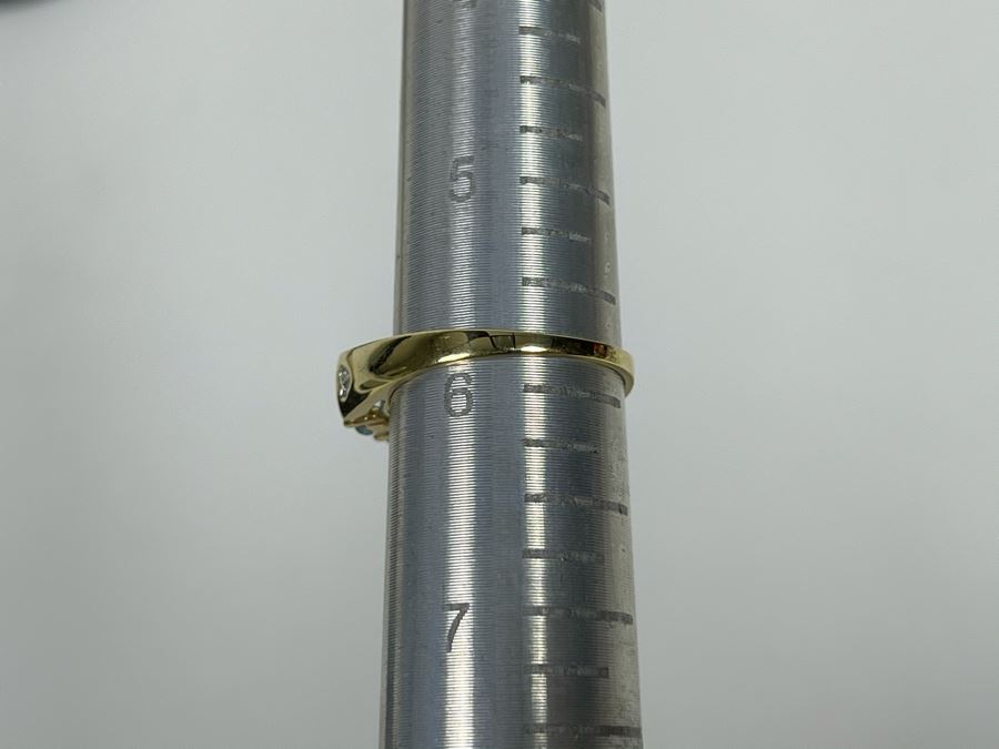 14K Gold Aquamarine Ring Size 5.75 2.6g [Photo 12]
