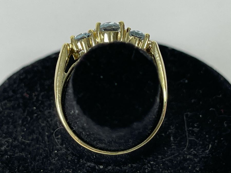 14K Gold Aquamarine Ring Size 5.75 2.6g [Photo 9]