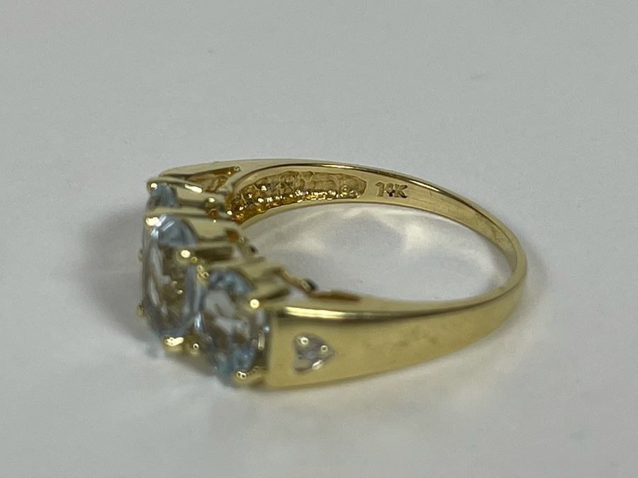 14K Gold Aquamarine Ring Size 5.75 2.6g [Photo 11]