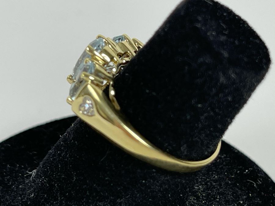14K Gold Aquamarine Ring Size 5.75 2.6g [Photo 8]