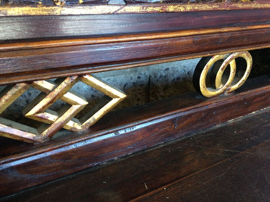 Chinese Carved Wooden Bench with Drawers [Photo 8]