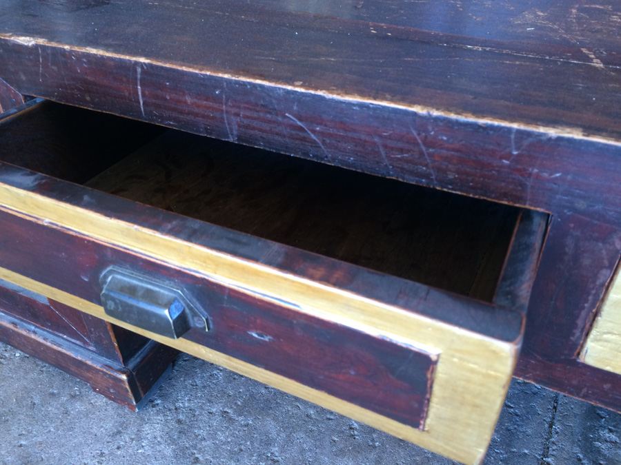 Chinese Carved Wooden Bench with Drawers [Photo 27]