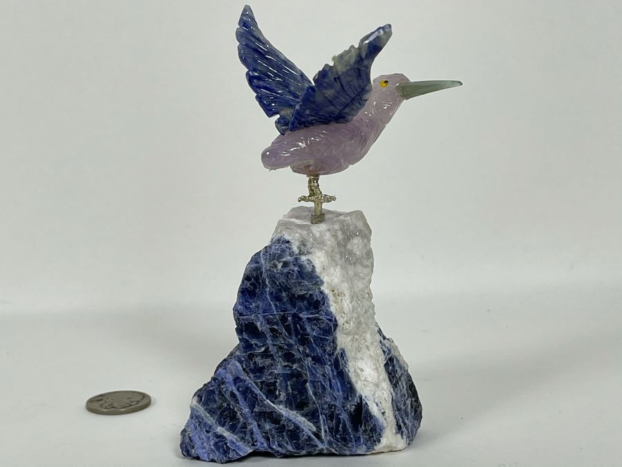 Hummingbird Figurine Hand-Carved In Semi-Precious Stones 3W X 5H [Photo 1]