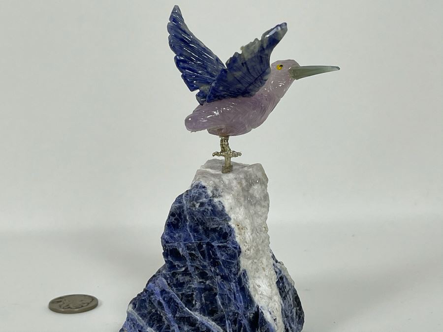 Hummingbird Figurine Hand-Carved In Semi-Precious Stones 3W X 5H [Photo 2]