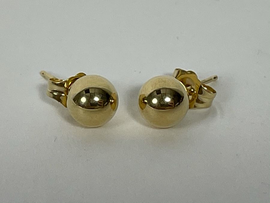 14k Gold Ball Stud Earrings 0.4g [Photo 2]