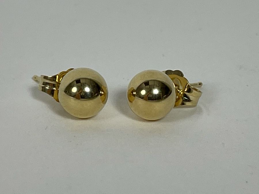 14k Gold Ball Stud Earrings 0.4g [Photo 3]