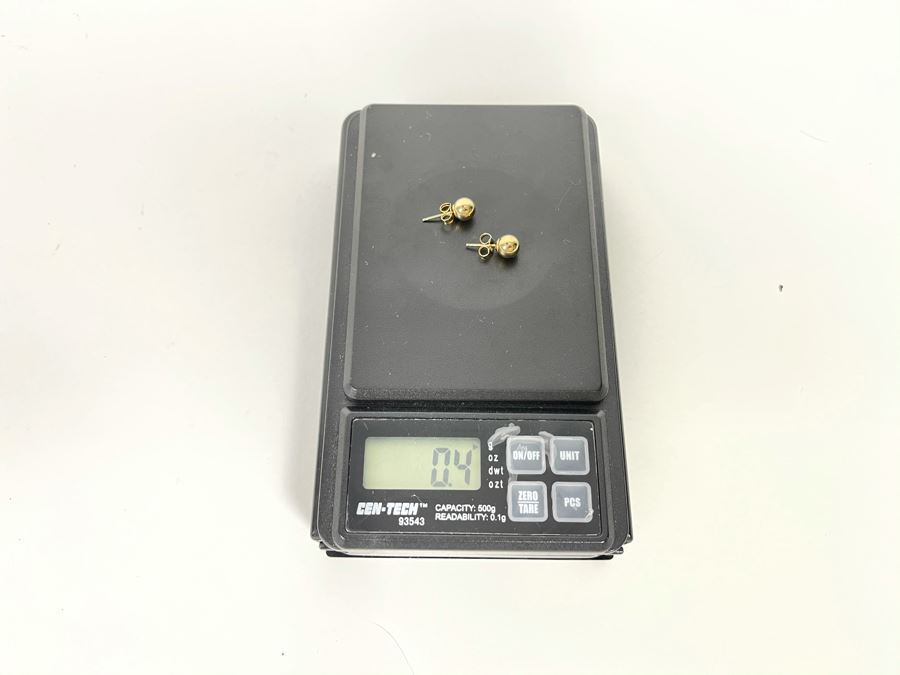 14k Gold Ball Stud Earrings 0.4g [Photo 4]