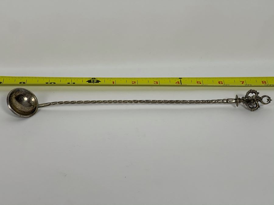 Antique 800 Silver Turkish Ottoman Empire Bar Spoon & Crown Finial 55.3g [Photo 3]