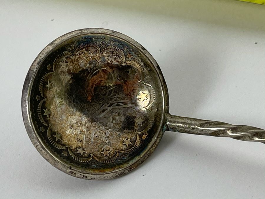 Antique 800 Silver Turkish Ottoman Empire Bar Spoon & Crown Finial 55.3g [Photo 7]