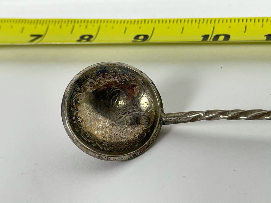 Antique 800 Silver Turkish Ottoman Empire Bar Spoon & Crown Finial 55.3g [Photo 6]