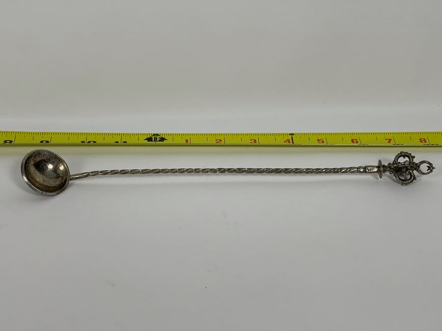Antique 800 Silver Turkish Ottoman Empire Bar Spoon & Crown Finial 55.3g [Photo 2]
