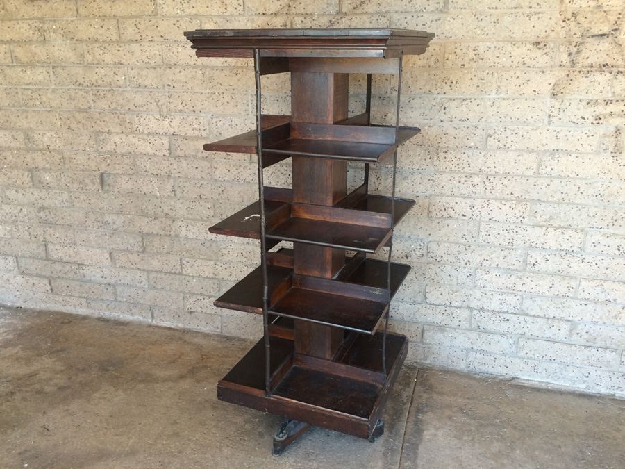 Large!! Antique Danner Revolving Book Case Bookcase Signed Patented 1877 [Photo 14]