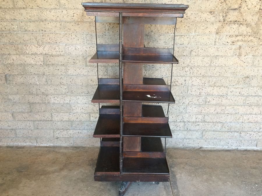 Large!! Antique Danner Revolving Book Case Bookcase Signed Patented 1877 [Photo 9]