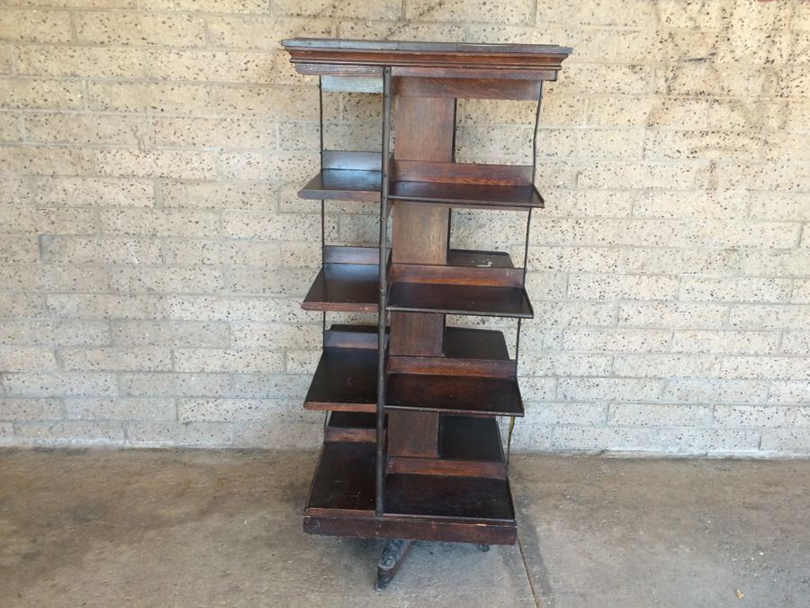 Large!! Antique Danner Revolving Book Case Bookcase Signed Patented 1877 [Photo 8]