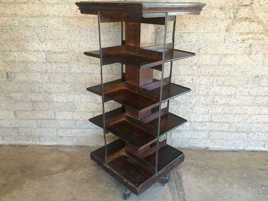 Large!! Antique Danner Revolving Book Case Bookcase Signed Patented 1877 [Photo 7]