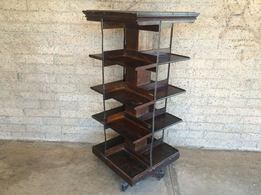 Large!! Antique Danner Revolving Book Case Bookcase Signed Patented 1877 [Photo 3]