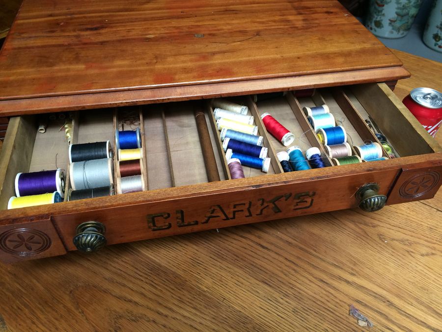 Vintage Clark's Mile End Spool Cabinet with Spools