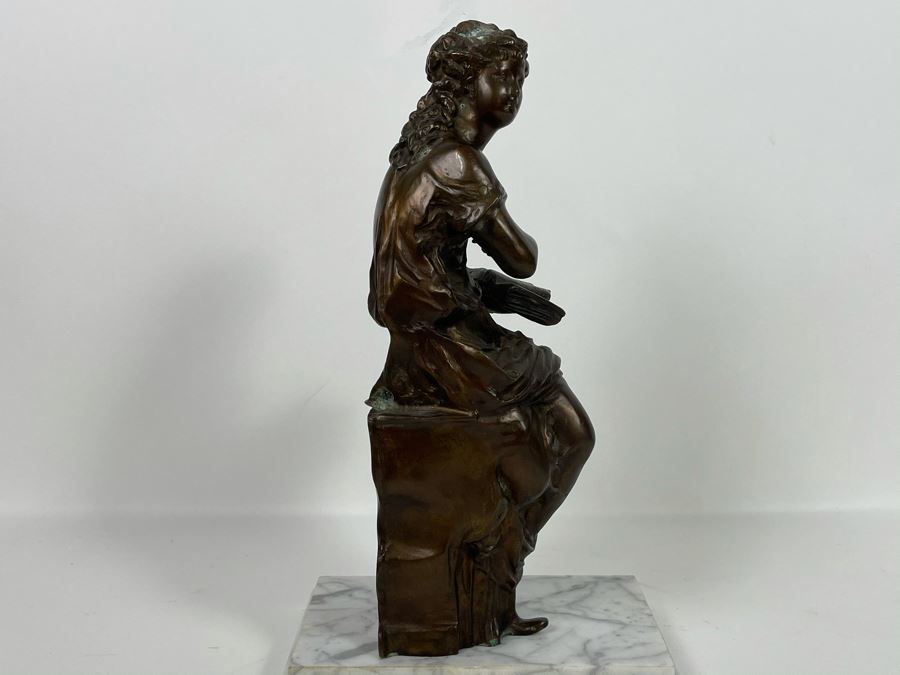 Vintage Metal Sculpture Loose On Marble Base 14H [Photo 6]