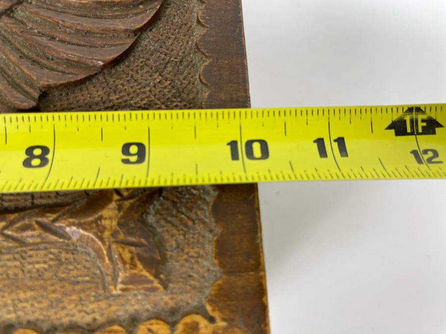 Vintage Relief Carved Wooden Box With Eagle On Lid 10W X 6.5D X 4.5H [Photo 11]