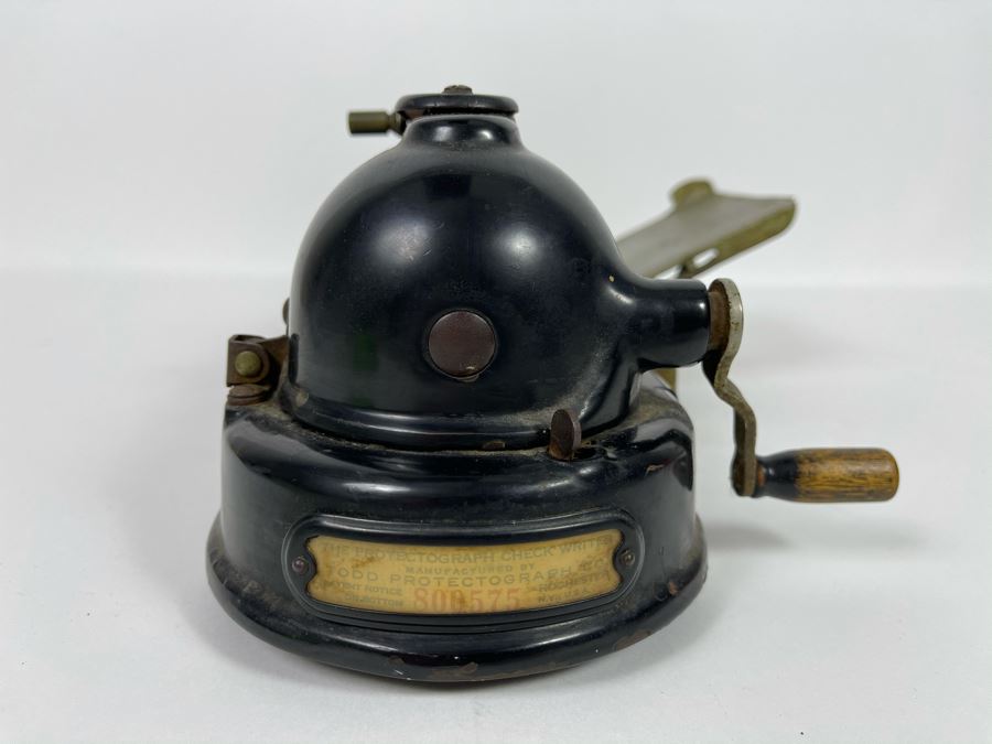 Antique Mechanical Check Writer By Todd Protectograph Co Retailed By E.W. Young In San Diego, CA 17L X 9W [Photo 3]