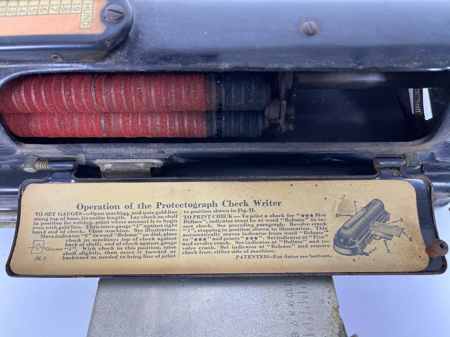 Antique Mechanical Check Writer By Todd Protectograph Co Retailed By E.W. Young In San Diego, CA 17L X 9W [Photo 12]