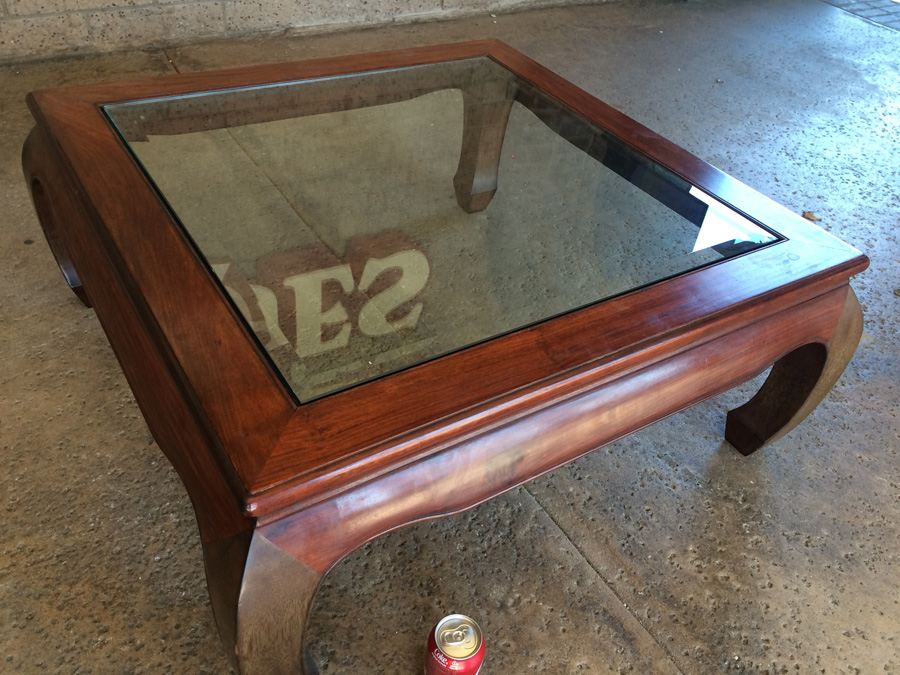 Chinese Rosewood Glass Top Coffee Table [Photo 4]