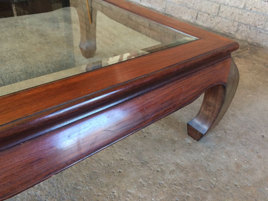 Chinese Rosewood Glass Top Coffee Table [Photo 9]