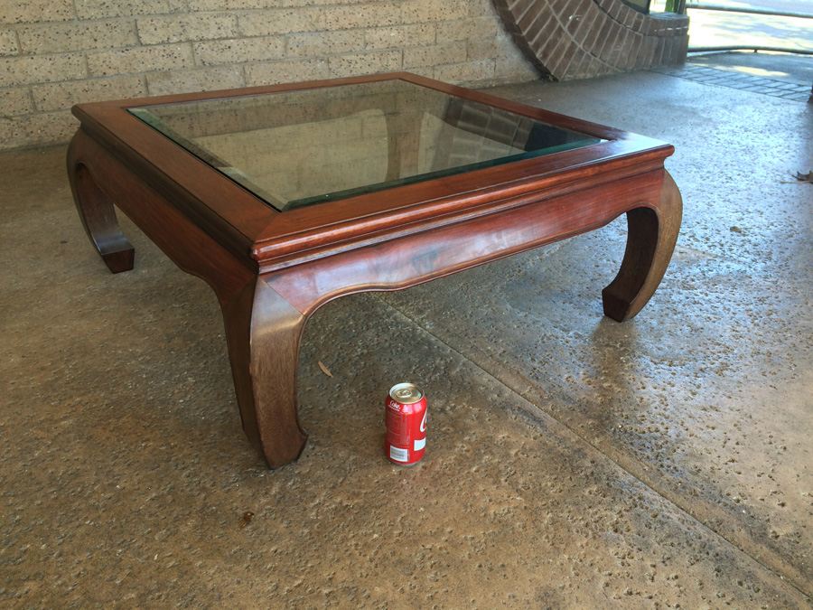 Chinese Rosewood Glass Top Coffee Table [Photo 3]