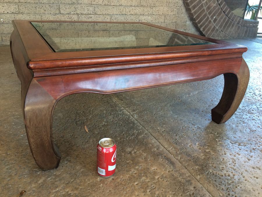 Chinese Rosewood Glass Top Coffee Table [Photo 5]