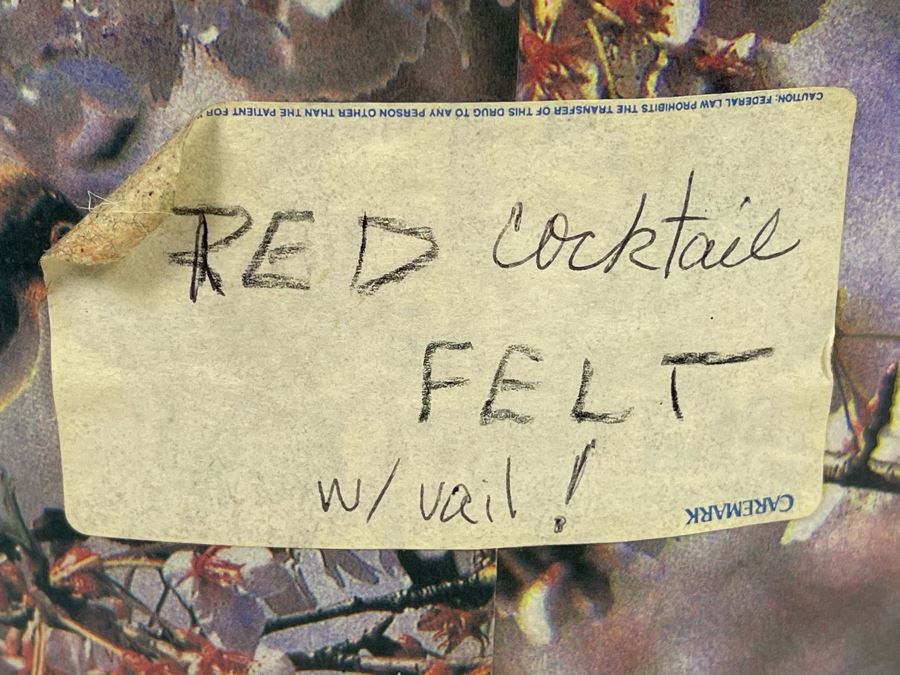 Vintage Red Wool Cocktail Hat With Vail And Box [Photo 6]