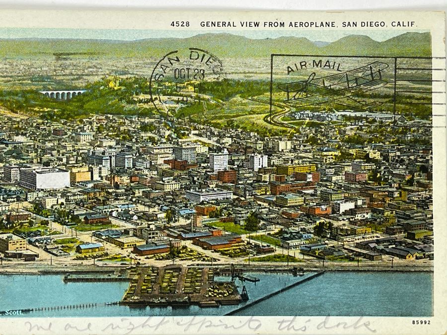 Vintage San Diego Postcard: General View From Aeroplan Postmarked 1931 [Photo 3]