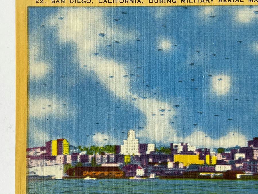 Vintage San Diego Postcard: San Diego, CA During Military Aerial Maneuvers 'Air Capitol Of The West' [Photo 2]