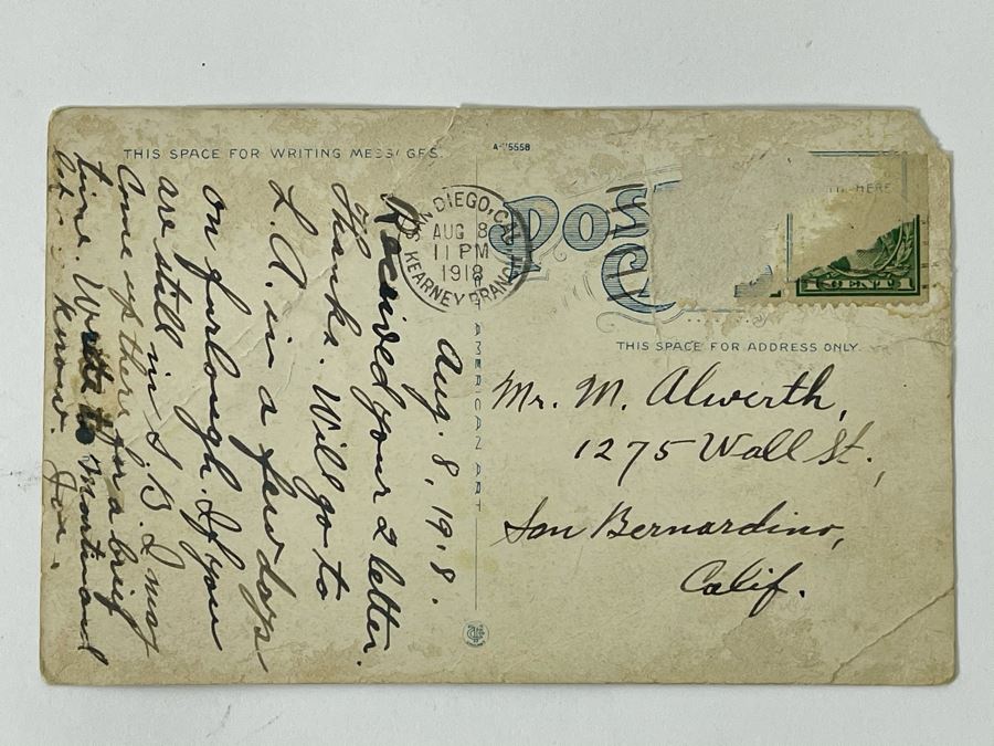 Antique Postmarked 1918 Postcard Mess Time In The U.S. Army Camp [Photo 4]