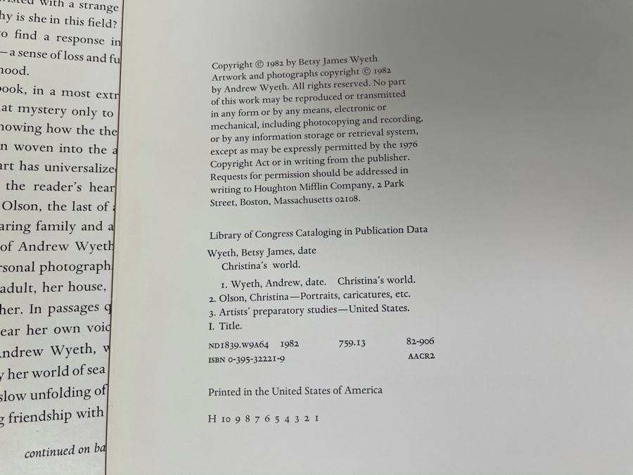 First Edition Coffee Table Art Hardcover Book: Christina's World - Paintings And Pre-Studies Of Andrew Wyeth 1982 Originally Retailed For $90 [Photo 5]