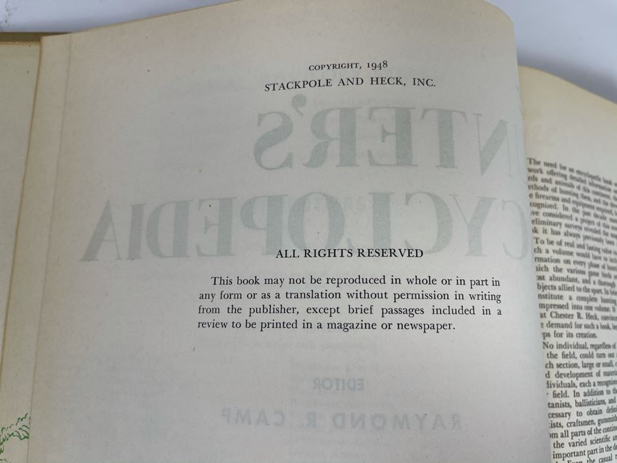JUST ADDED - Large First Edition 1948 Reference Book: The Hunter's Encyclopedia By Raymond R. Camp [Photo 4]