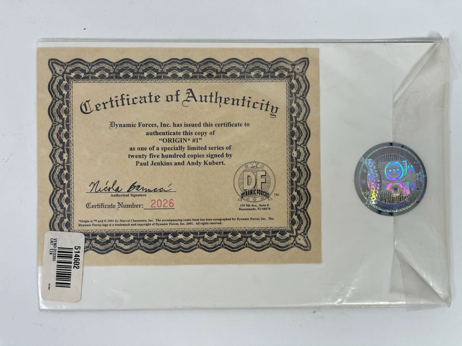 JUST ADDED - Signed 'Origin* #1' Comic Book Signed By Paul Jenkins And Andy Kubert With Cert [Photo 6]
