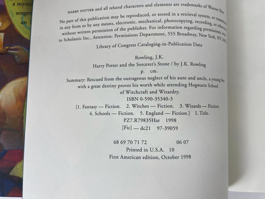 JUST ADDED - First American Edition Book 'Harry Potter And The Sorcerer's Stone' By J. K. Rowling [Photo 5]