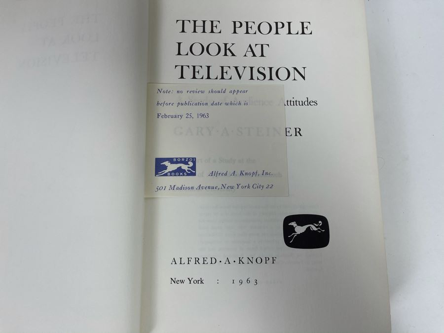 JUST ADDED - 1963 First Edition Book 'The People Look At Television: A Study Of Audience Attitudes' By Gary A. Steiner [Photo 1]